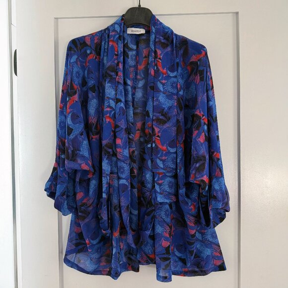 Rodebjer Women's Tennessee Blue Print Chiffon Wrap Kimono Top XS - Picture 4 of 7